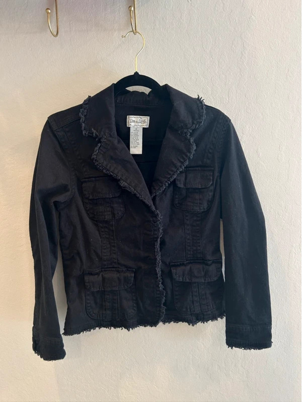 Y2K Black Double Flap Pocket Button Up Jacket